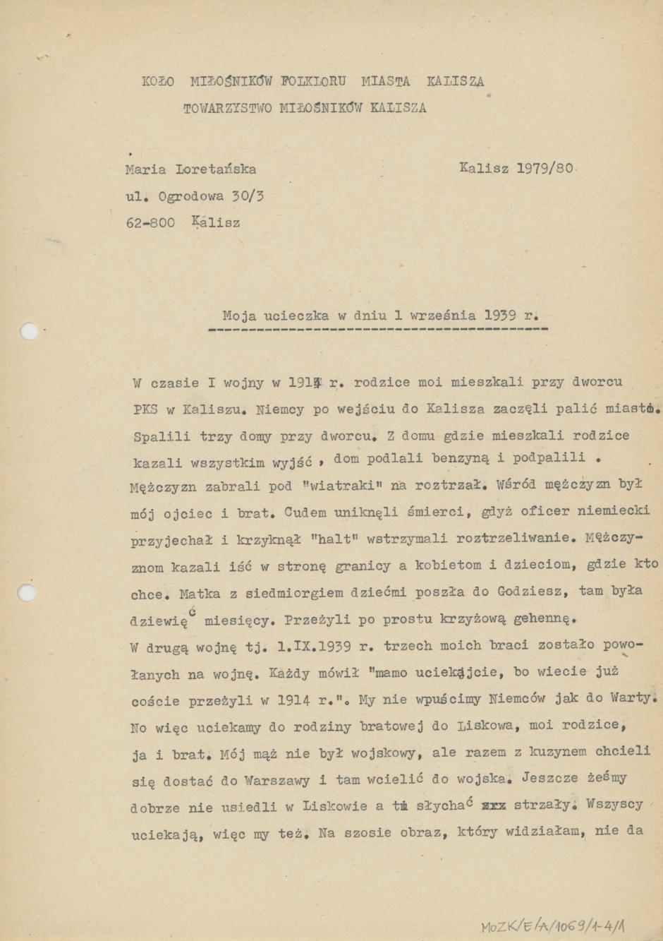 Moja ucieczka w dniu 1 września 1939 r.