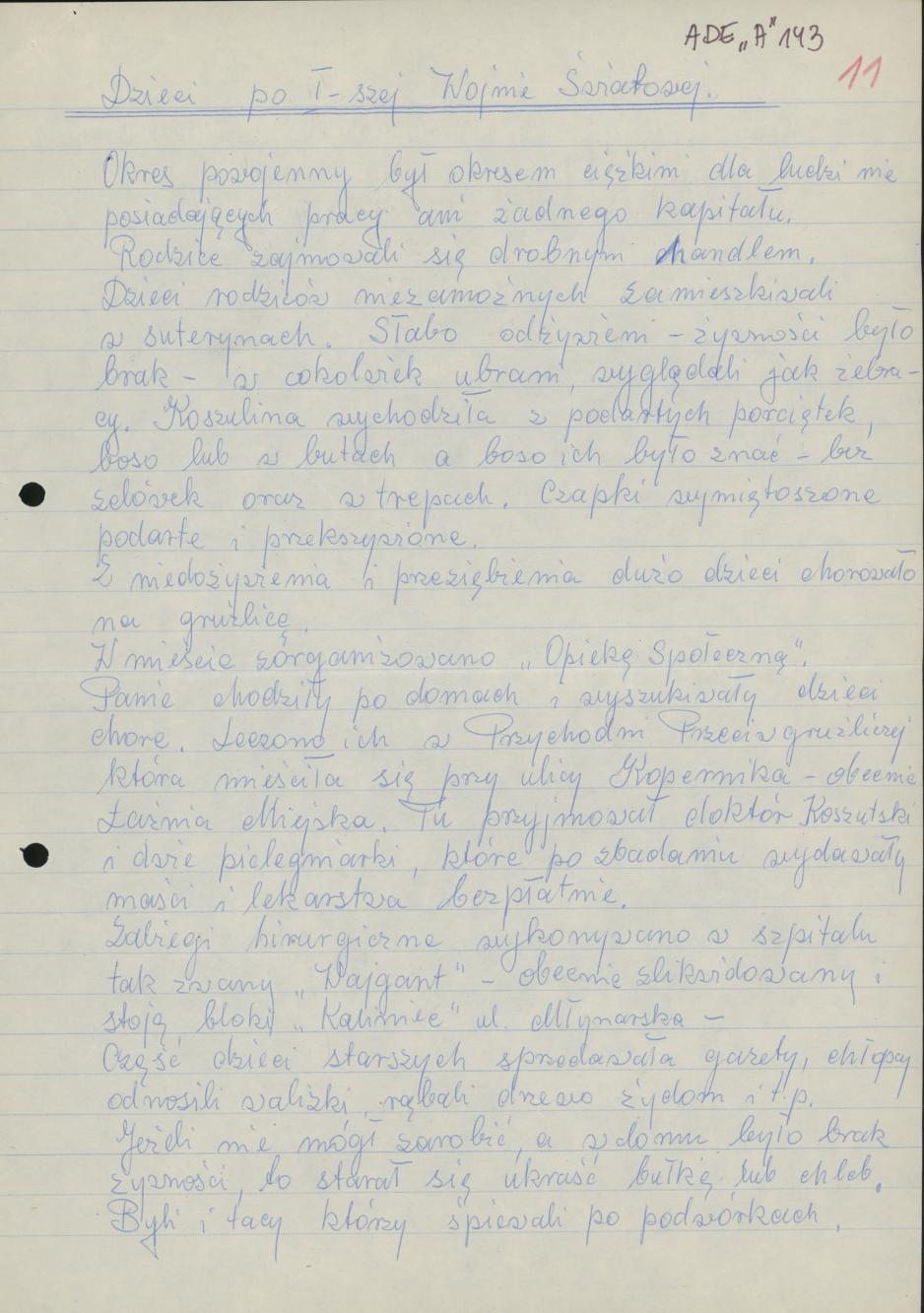 Dzieci po I-szej wojnie światowej