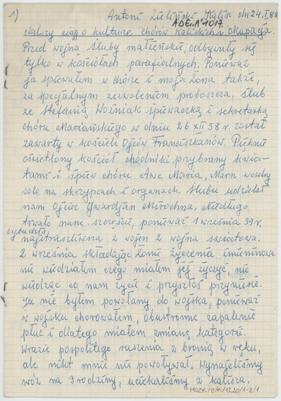 O kulturze chórów kaliskich i okupacja