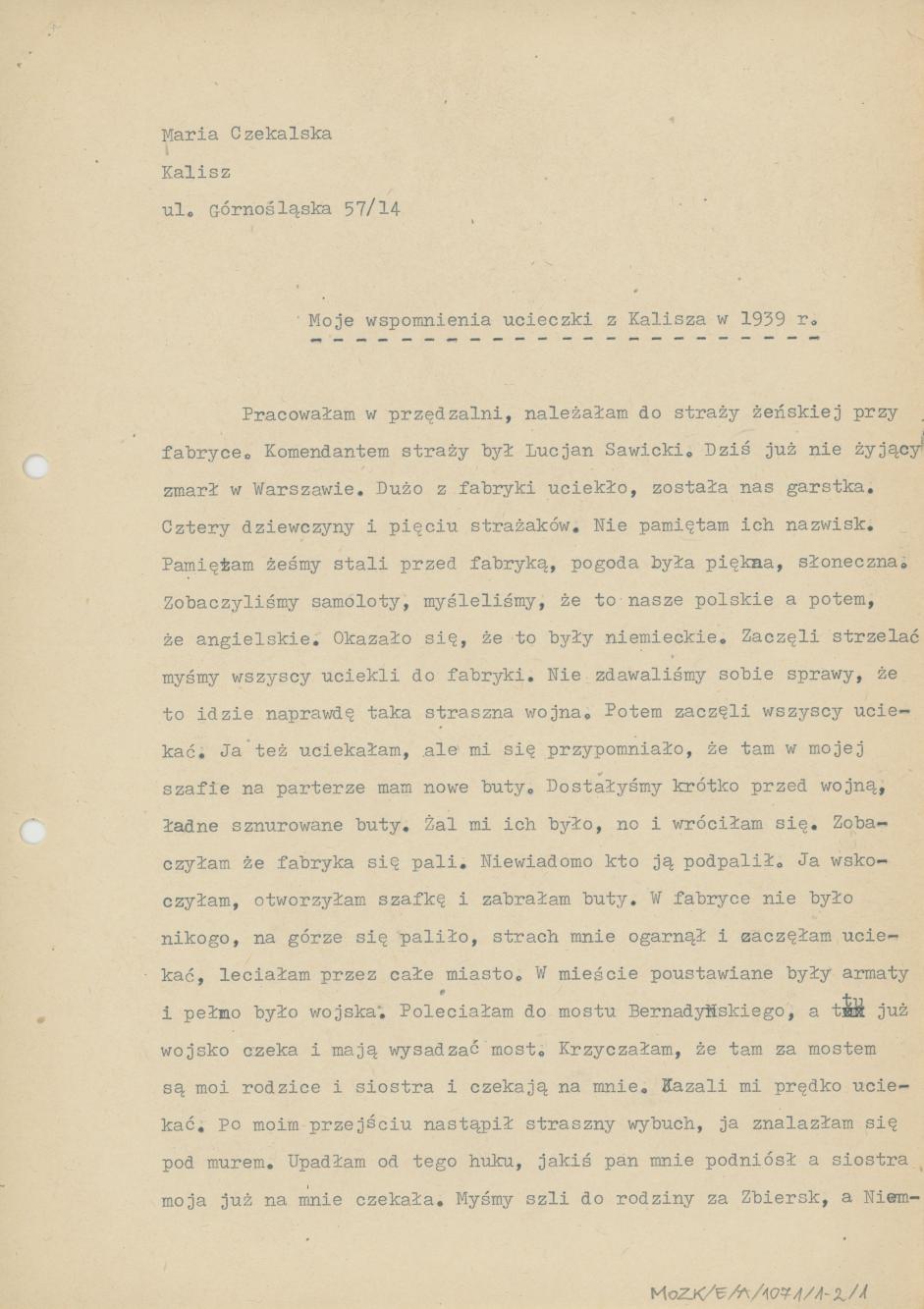 Moje wspomnienia ucieczki z Kalisza w 1939 r.