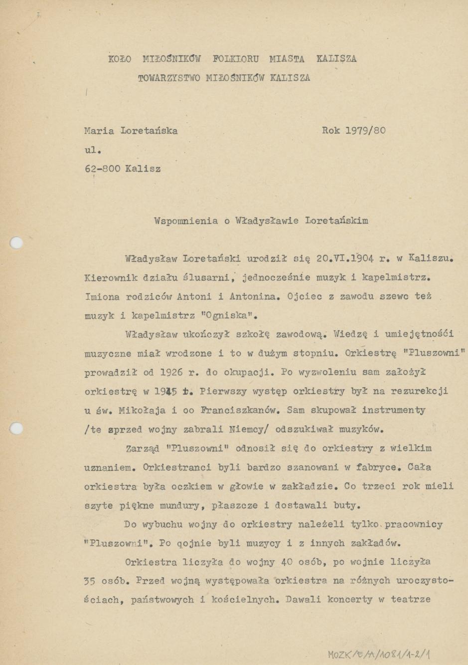 Wspomnienia o Władysławie Loretańskim