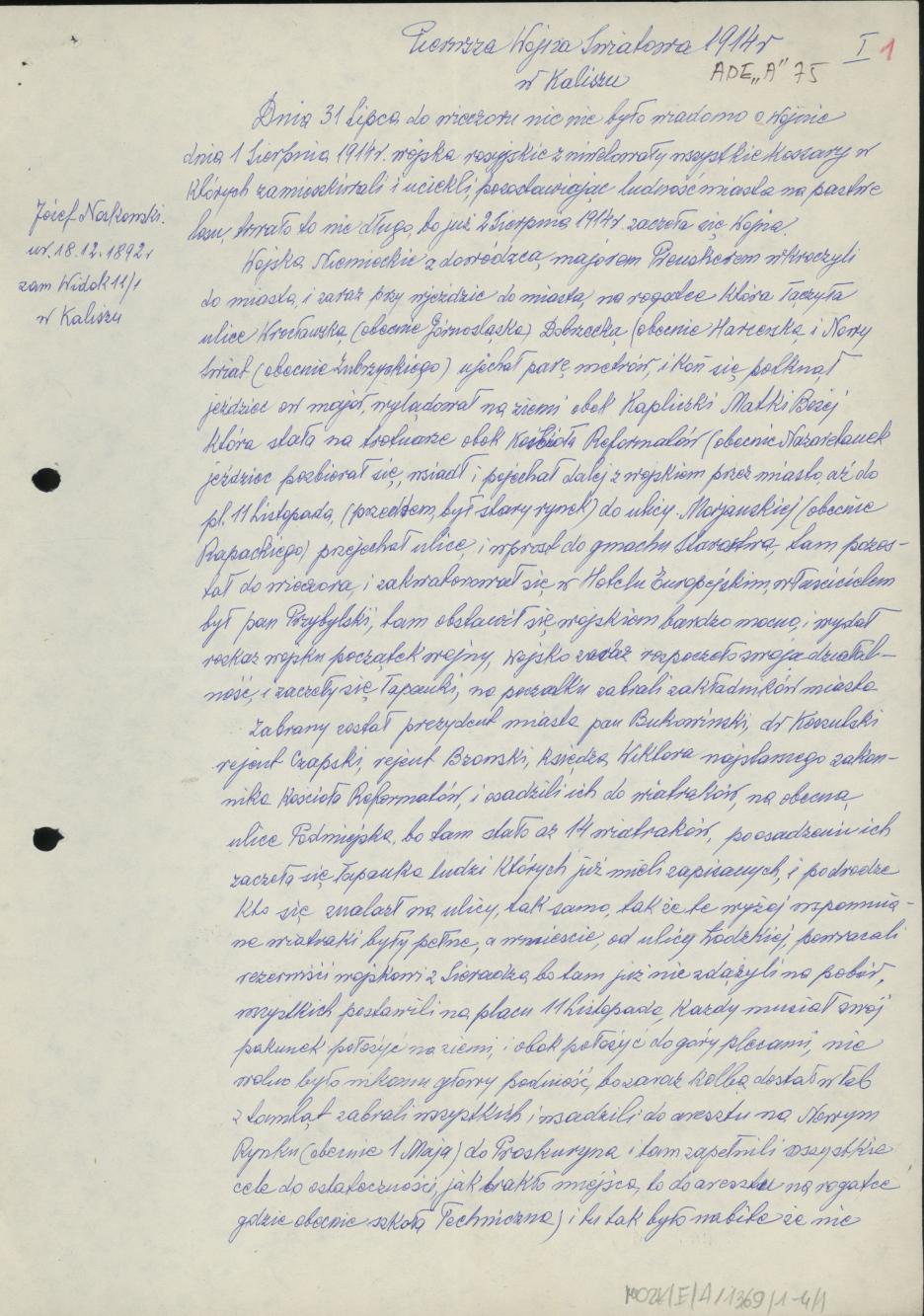 Pierwsza wojna światowa 1914 w Kaliszu