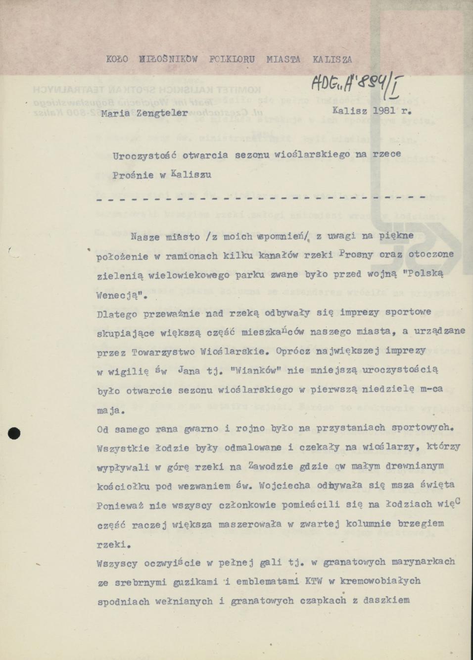 Uroczystość otwarcia sezonu wioślarskiego na rzece Prośnie w Kaliszu
