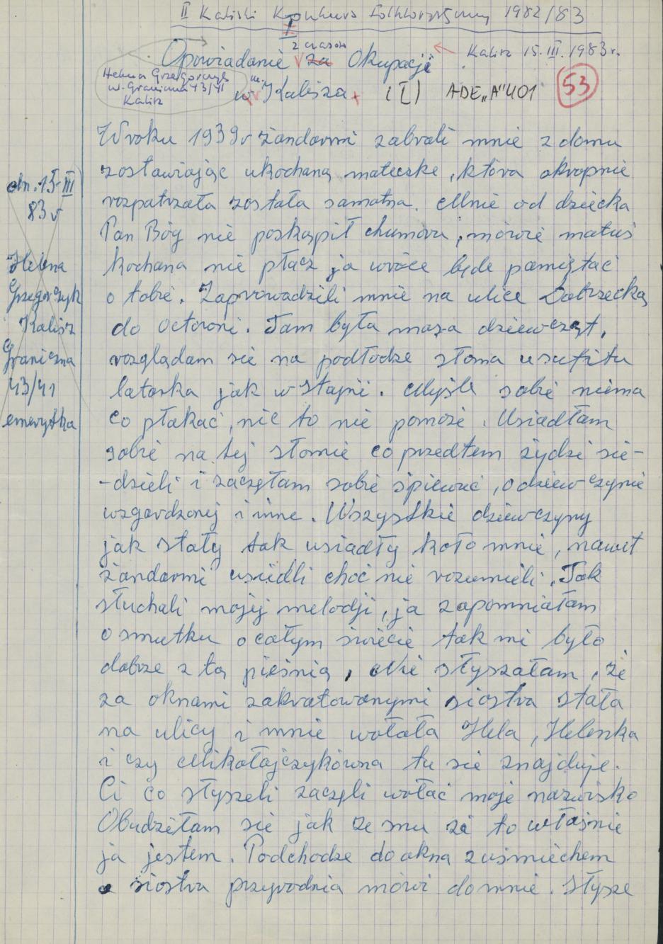 Opowiadanie z czasów okupacji w Kaliszu