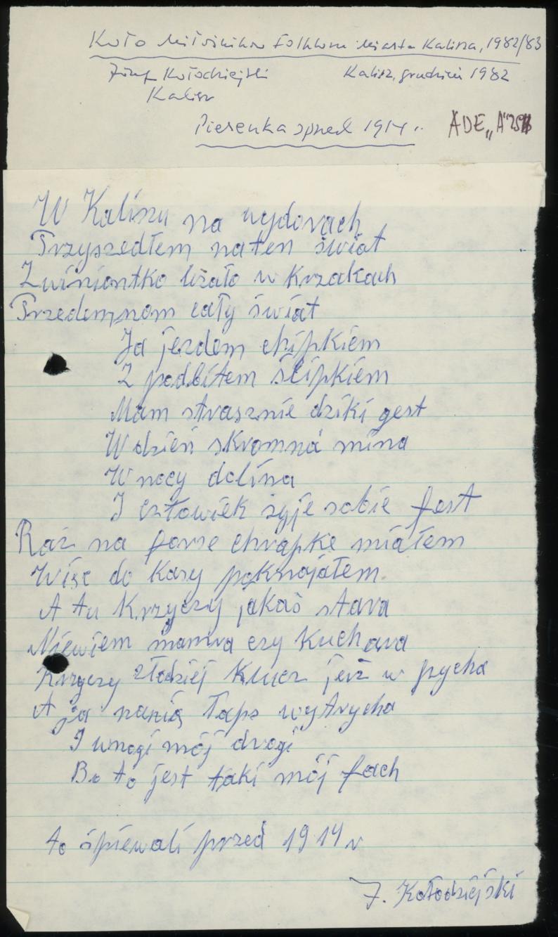 Piosenka sprzed 1914 r.