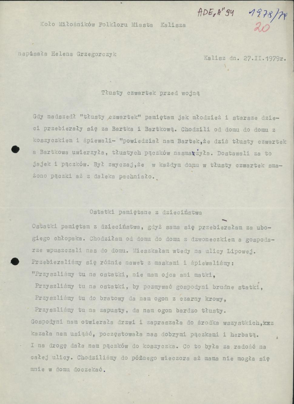 Tłusty czwartek przed wojną