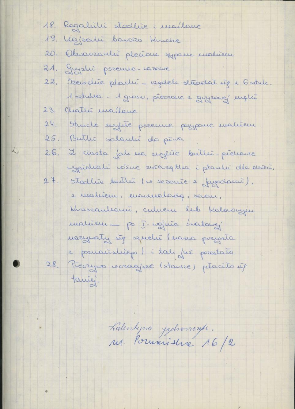 Wykaz rodzajów pieczywa wypiekanych przed I wojną światową