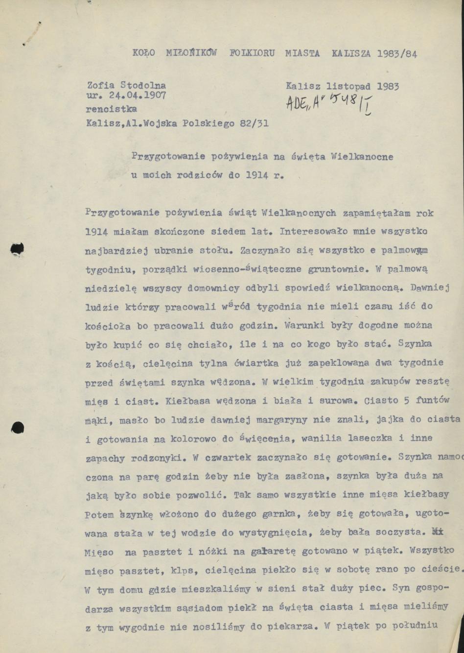 Przygotowanie pożywienia na Święta Wielkanocne w moich rodziców do 1914 r.