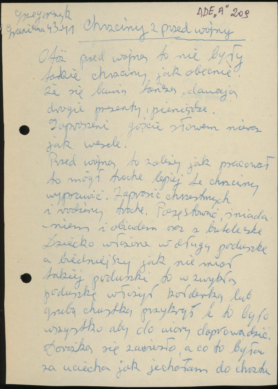 Chrzciny sprzed wojny