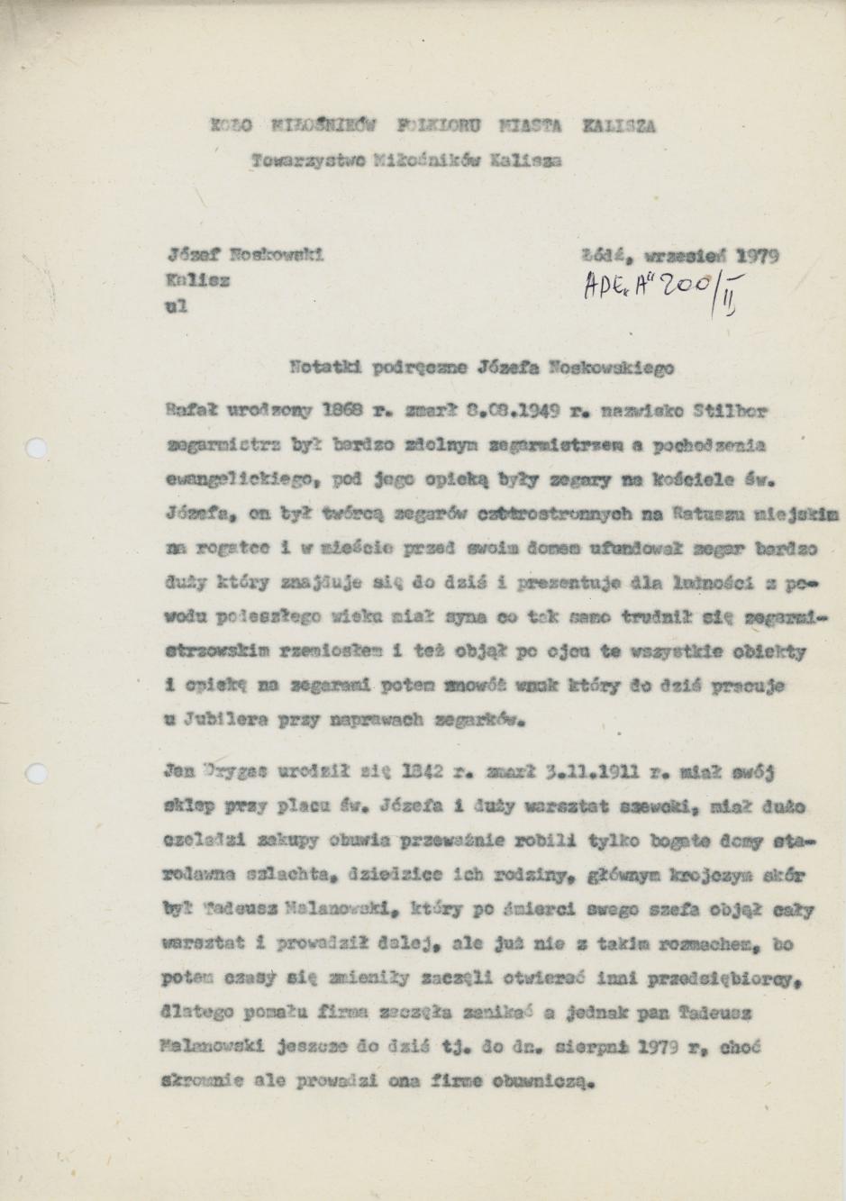 Notatki podręczne Józefa Noskowskiego