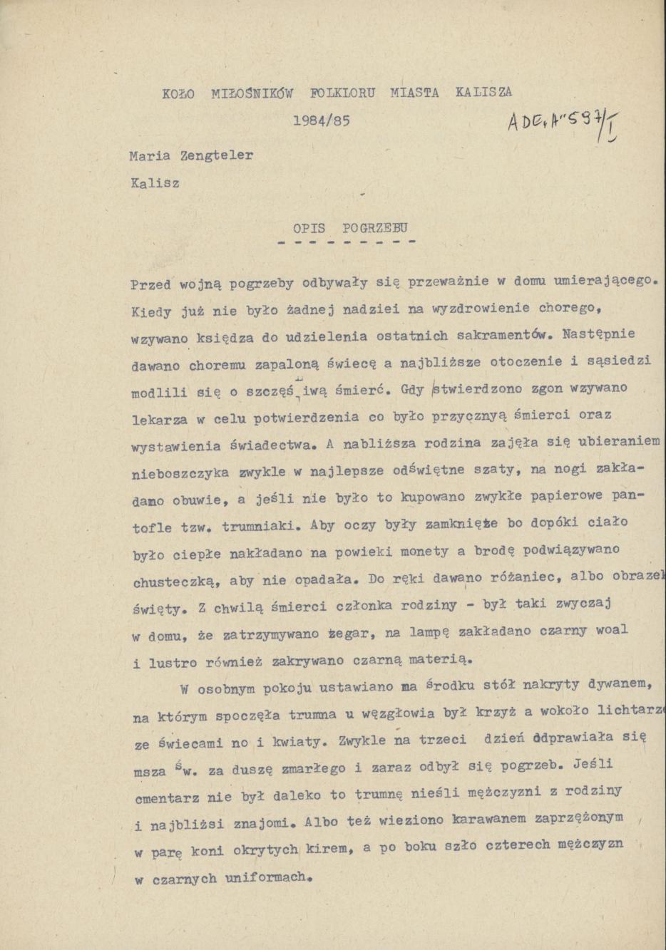 Opis pogrzebu