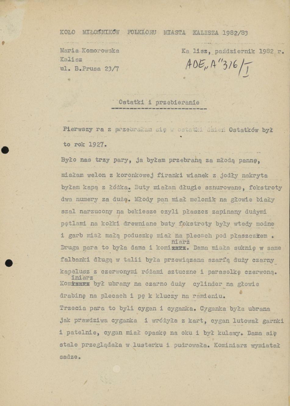 Ostatki i przebieranie