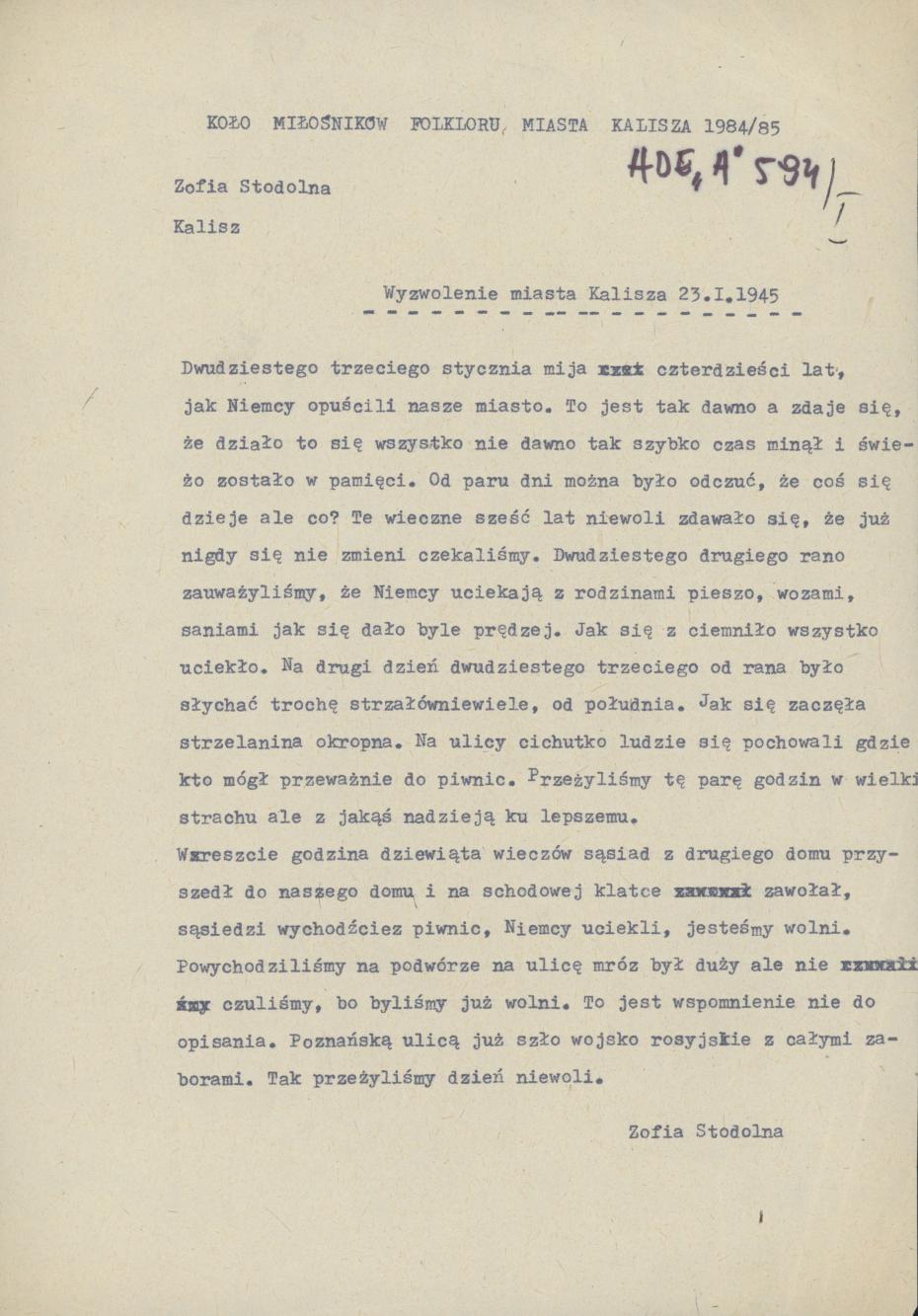 Wyzwolenie miasta Kalisza 23 I 1945