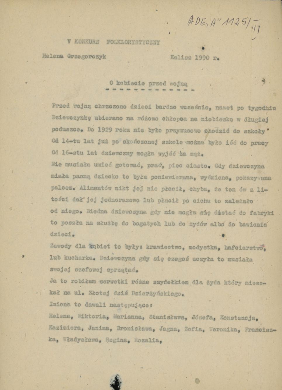 O kobiecie przed wojną