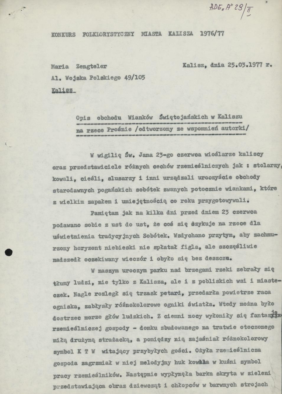 Opis obchodu Wianków Świętojańskich w Kaliszu na rzece Prośnie