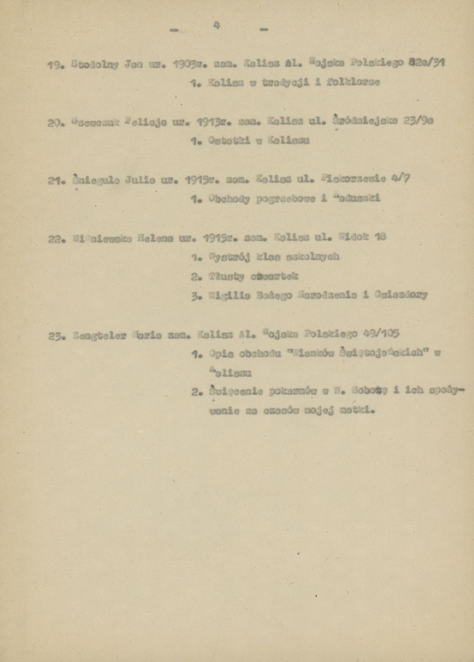 Wykaz uczestników Konkursu Folklorystycznego miasta Kalisza 1976/77