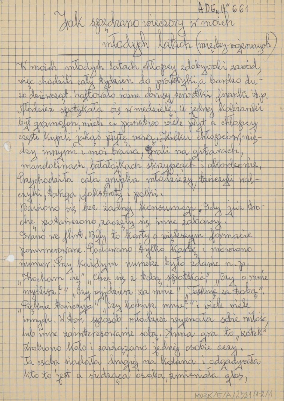 Jak spędzano wieczory w moich młodych latach (międzywojennych)