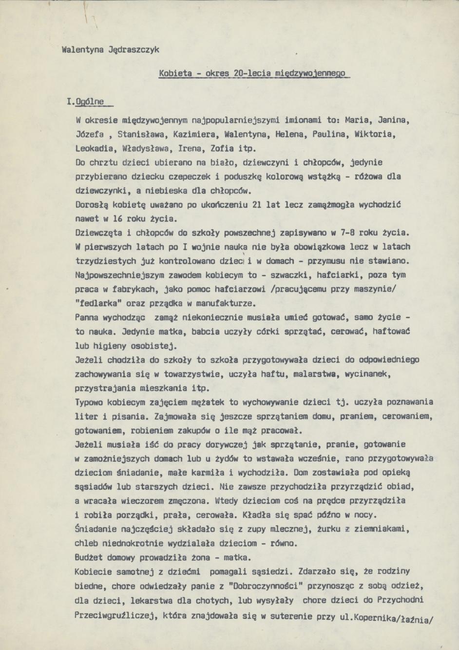 Kobieta - okres 20-lecia międzywojennego