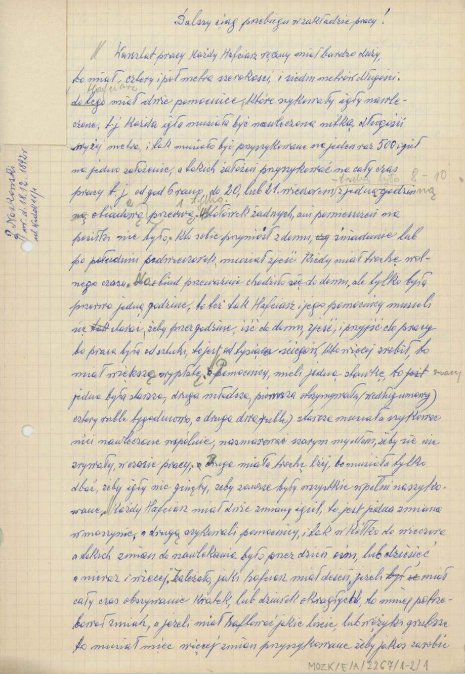 Tok pracy hafciarza ręcznego