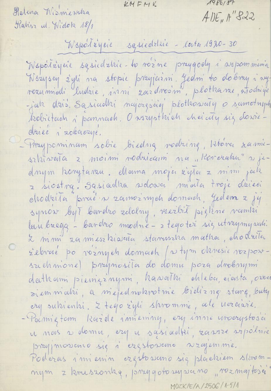 Współżycie sąsiedzkie - lata 1920-30