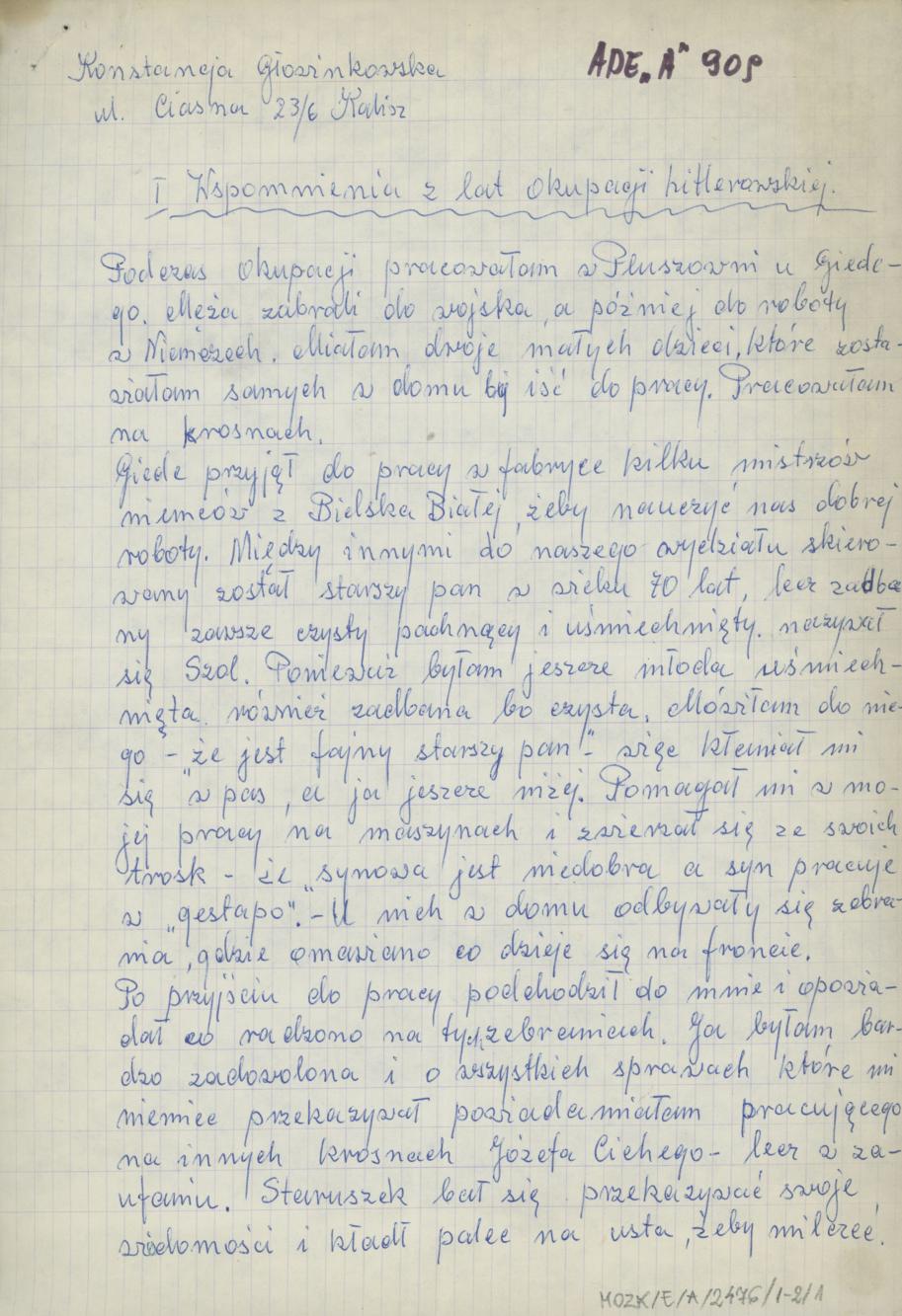 Wspomnienia z lat okupacji hitlerowskiej