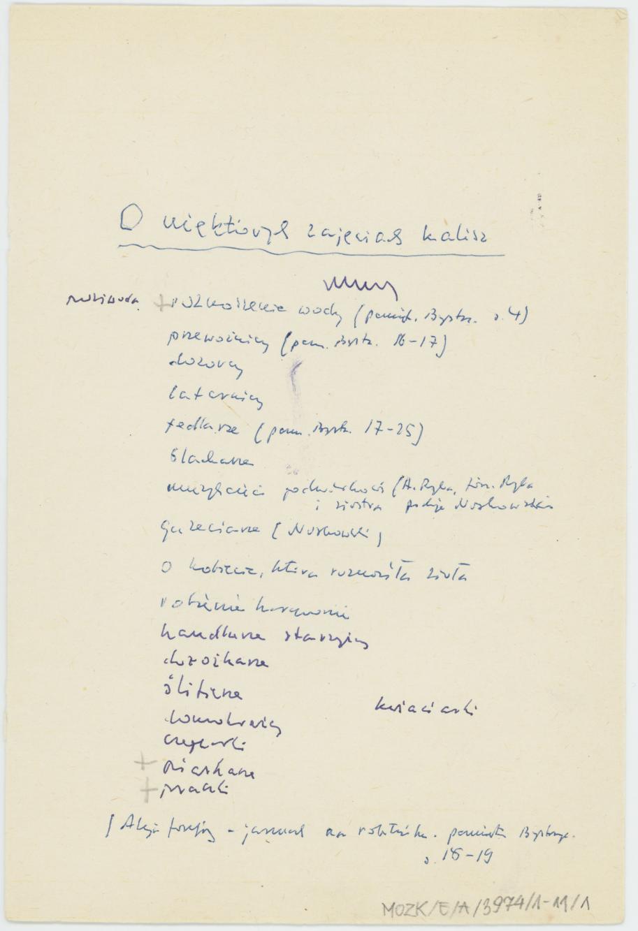 O niektórych zajęciach