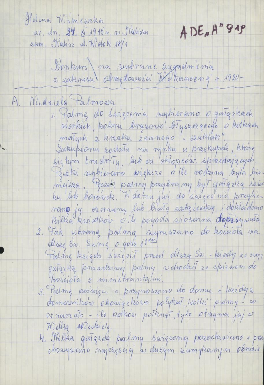 Niedziela Palmowa, 1920 r.