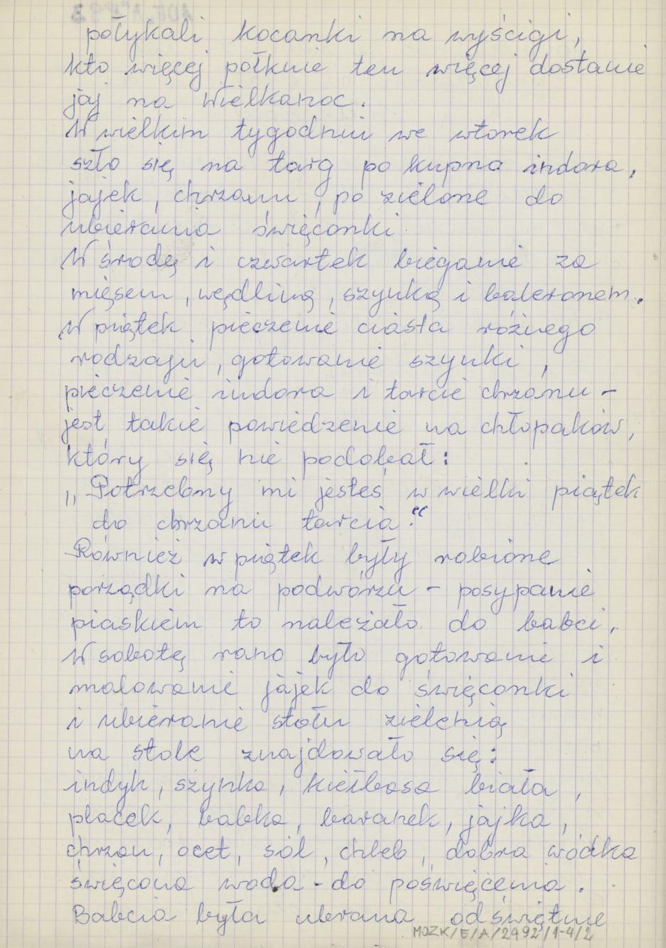 Opowiadanie z dawnych lat z przygotowań od ostatków do Wielkanocy