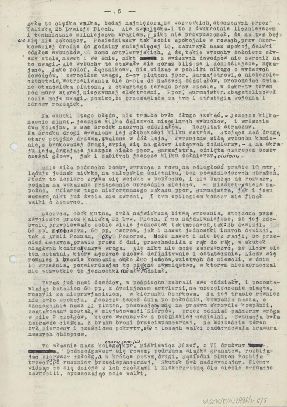 Wspomnienia wojenne z Kampanii Wrześniowej 1939 r.