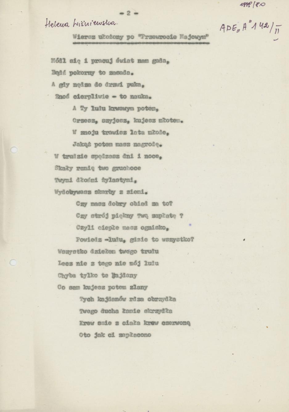 Wiersz ułożony po "Przewrocie Majowym"