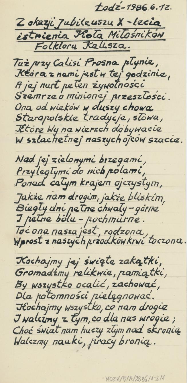 Z okazji Jublileuszu X-lecia istnienia Koła Miłośników Kalisza