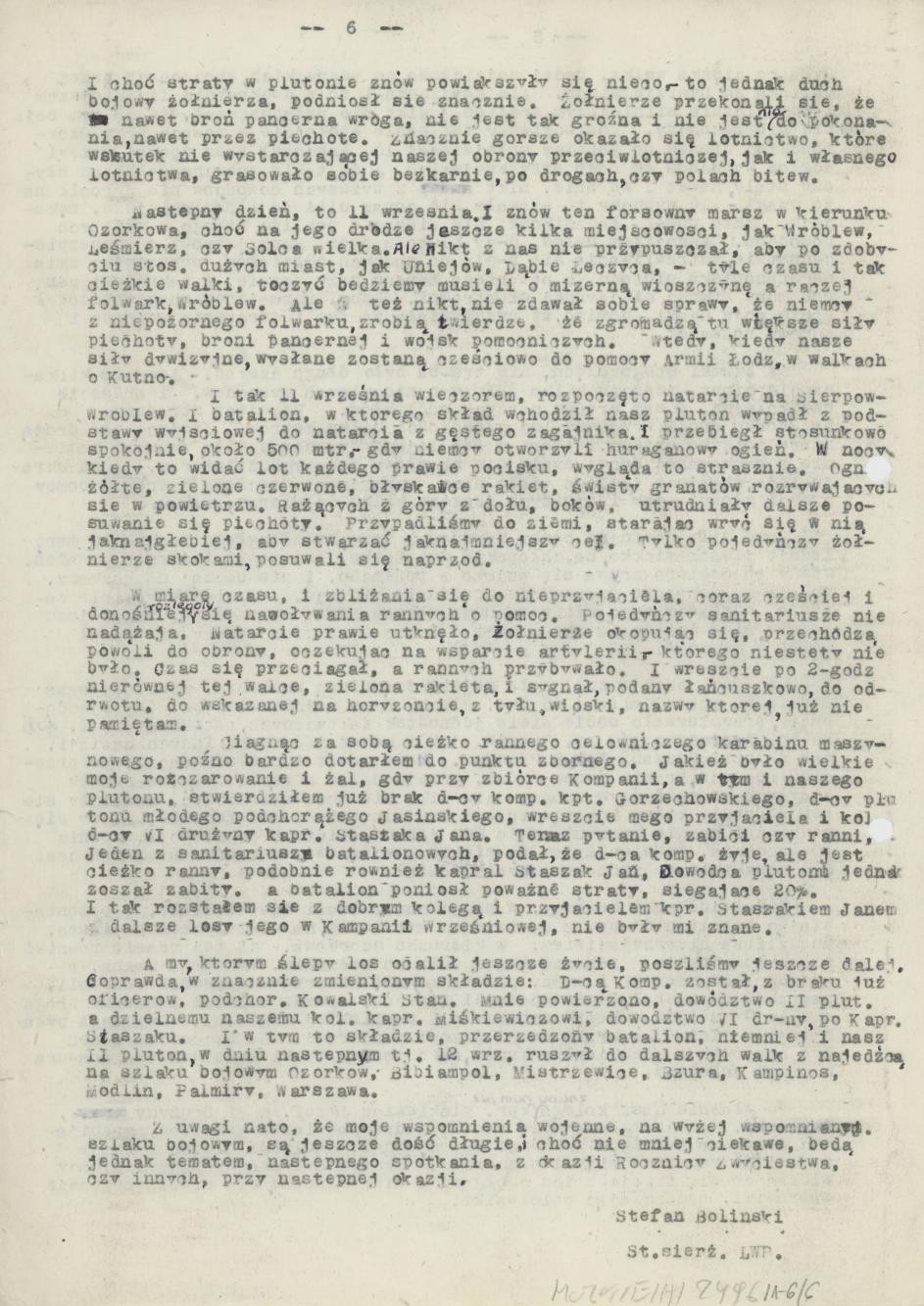 Wspomnienia wojenne z Kampanii Wrześniowej 1939 r.