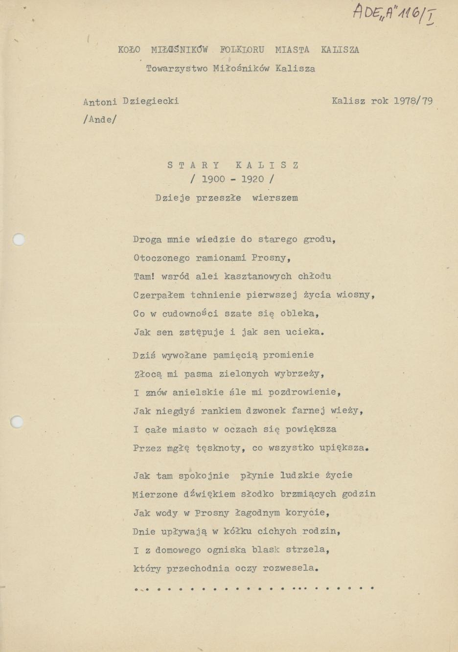 Stary Kalisz. Dzieje przeszłe wierszem, cz. 1