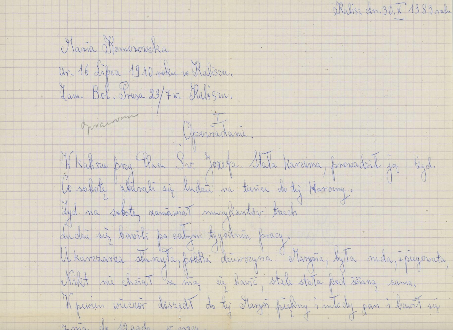 Opowiadanie. Karczma przy Placu św. Józefa