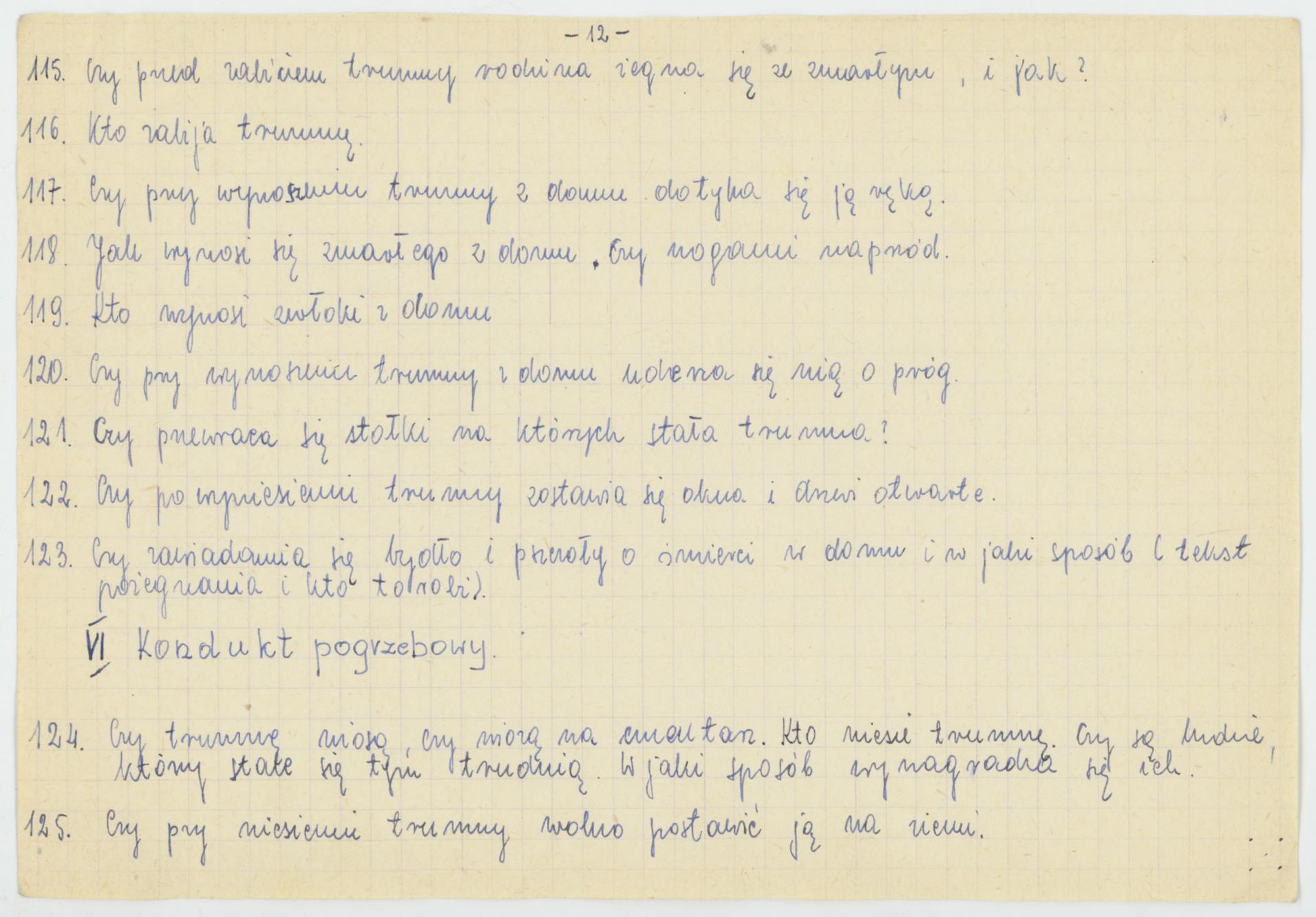 Obrządek pogrzebowy - wytyczne konkursu Koła Miłośników Folkloru Miasta Kalisza, cz. 2