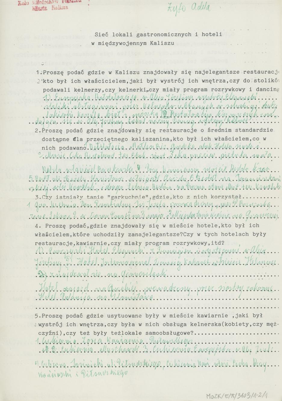 Sieć lokali gastronomicznych i hoteli w międzywojennym Kaliszu