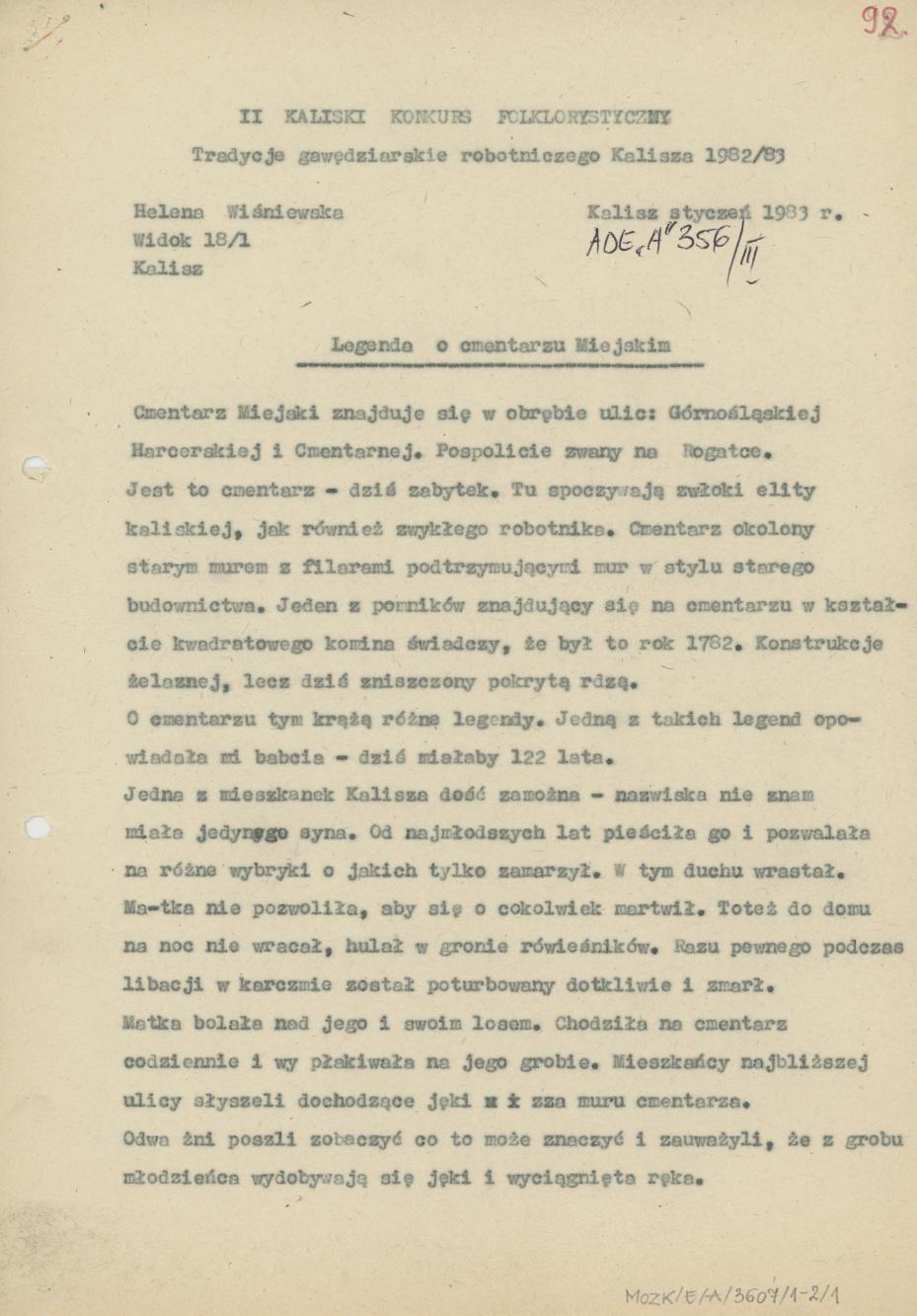 Legenda o Cmentarzu Miejskim