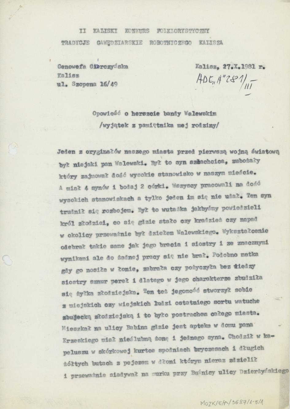 Opowieść o herszcie bandy Walewskim