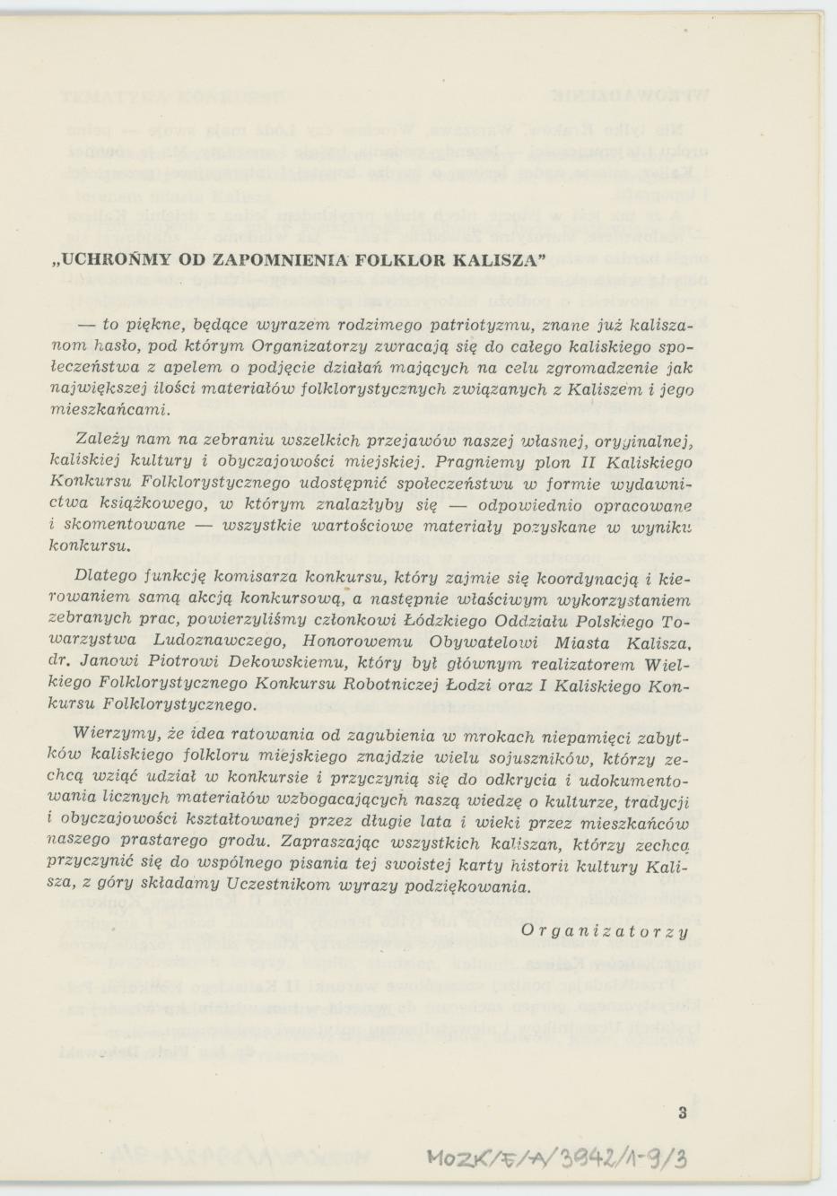 Regulamin II Kaliskiego Konkursu Folklorystycznego