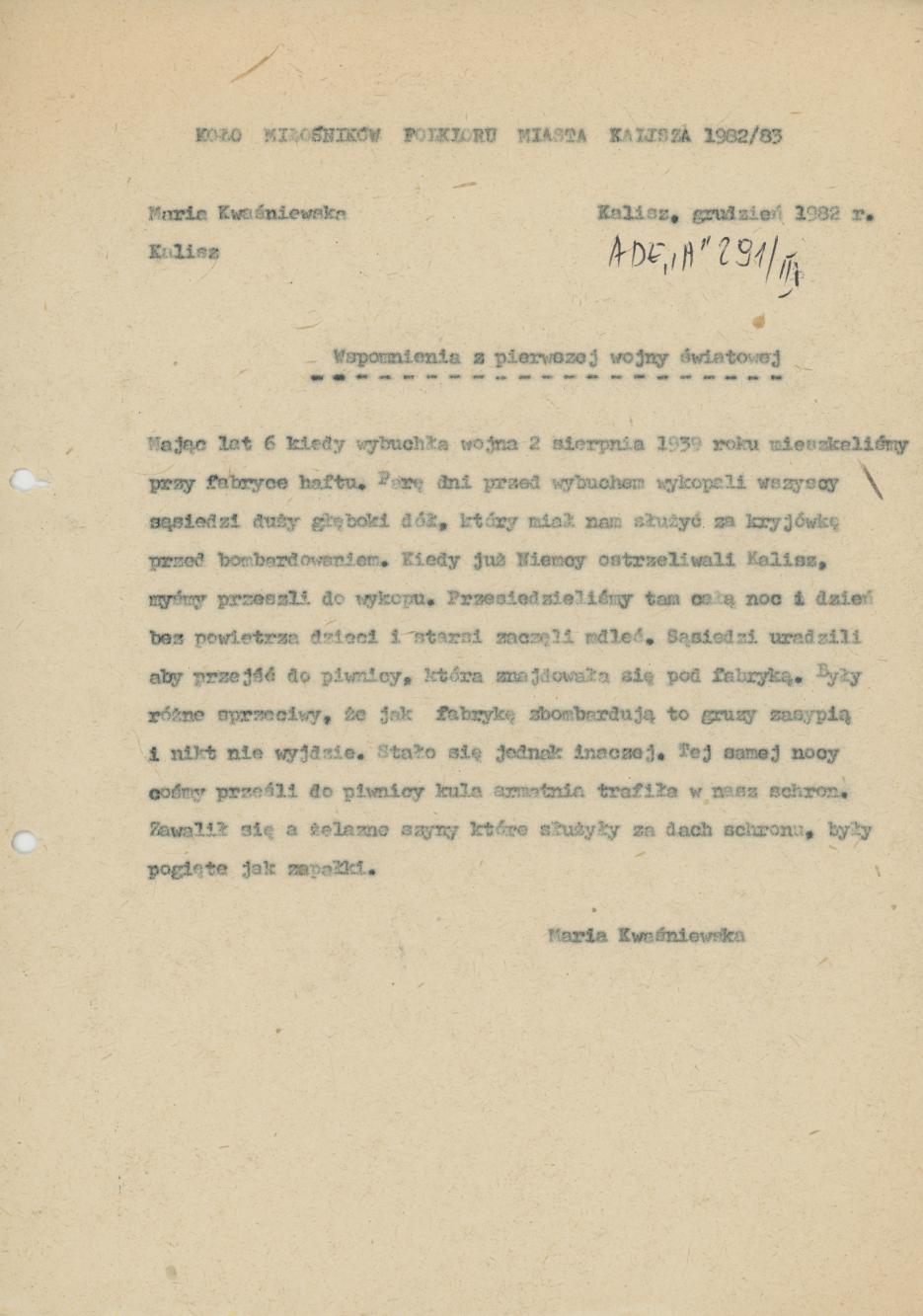 Wspomnienia z I wojny światowej