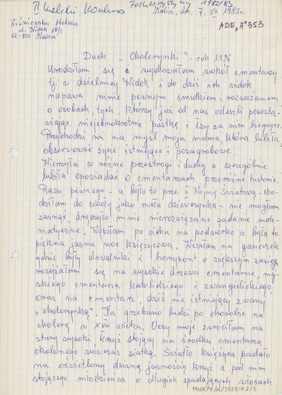 Duch "cholerynki" - rok 1926