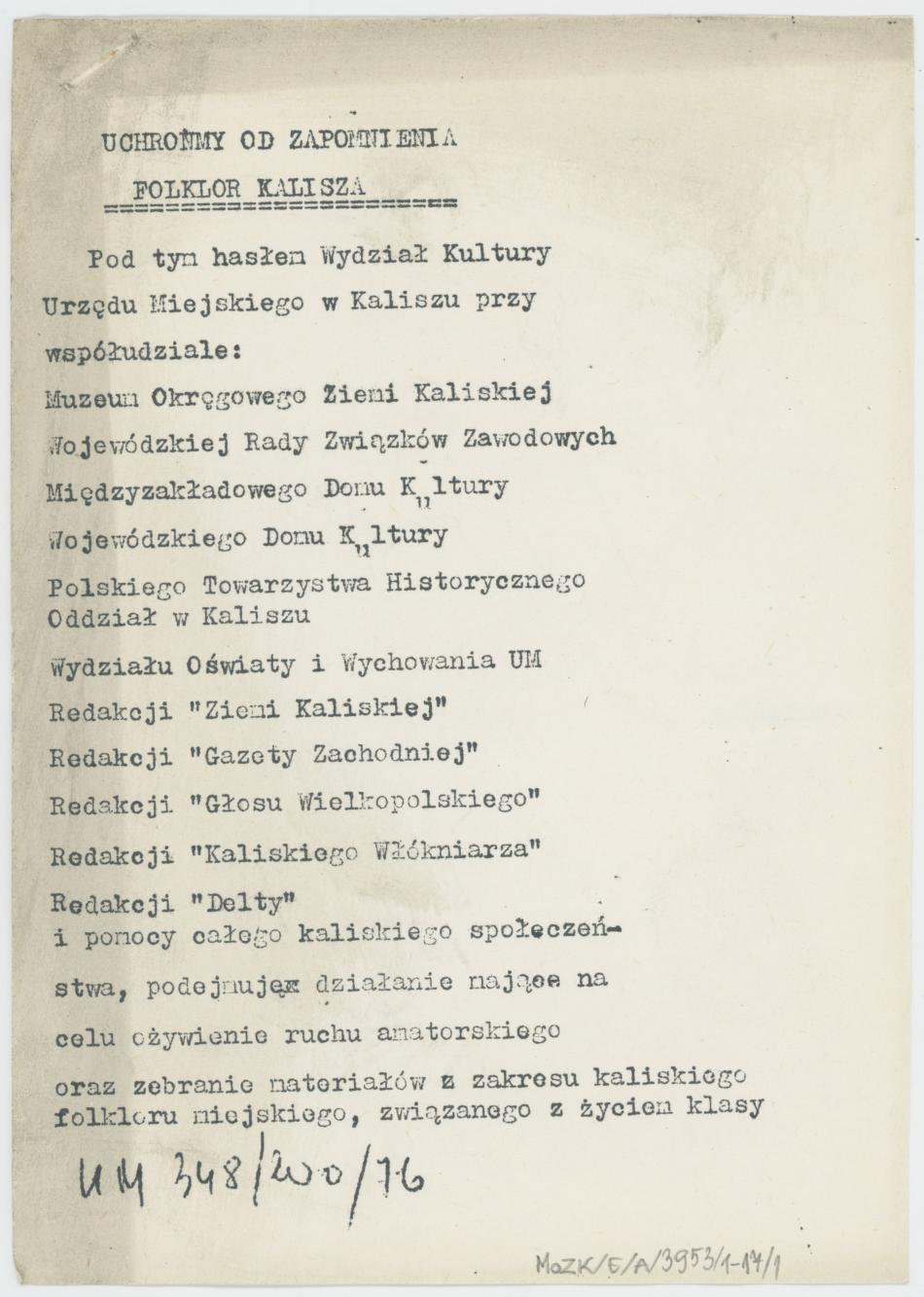 Uchrońmy od zapomnienia Folklor Kalisza - warunki konkursu, cz. 1