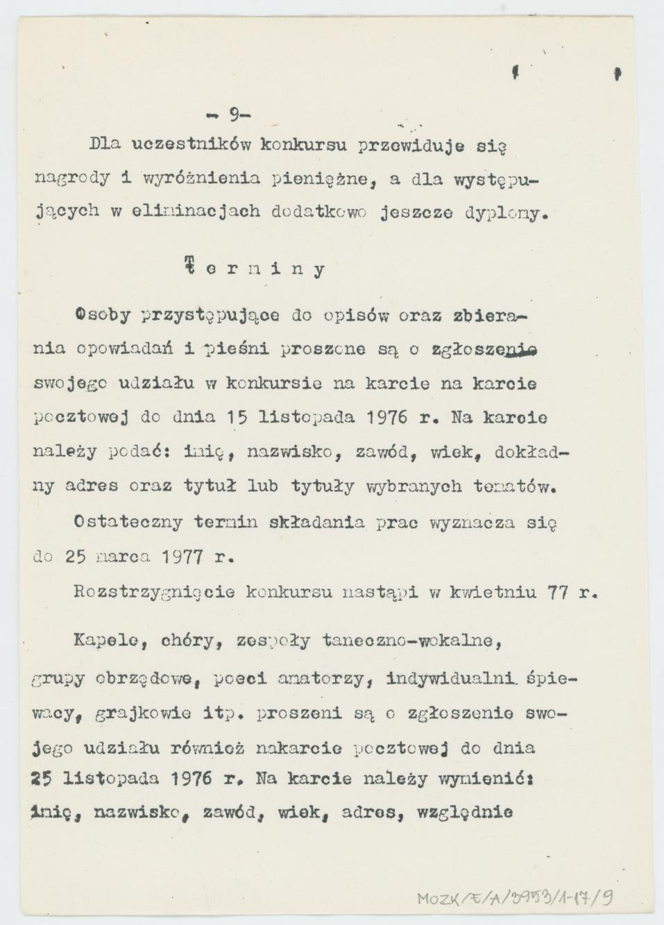 Uchrońmy od zapomnienia Folklor Kalisza - warunki konkursu, cz. 1