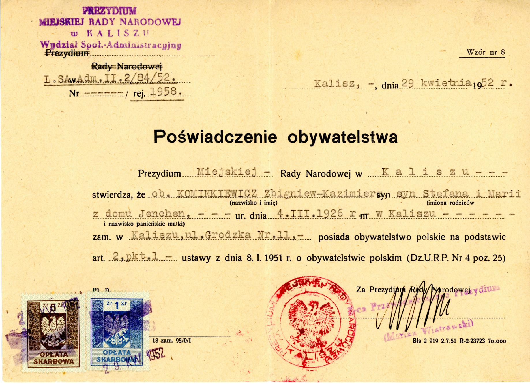 Poświadczenie obywatelstwa