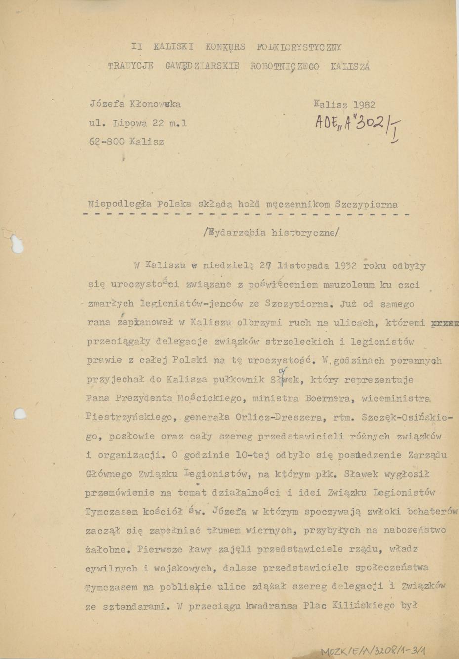 Niepodległa Polska składa hołd męczennikom Szczypiorna