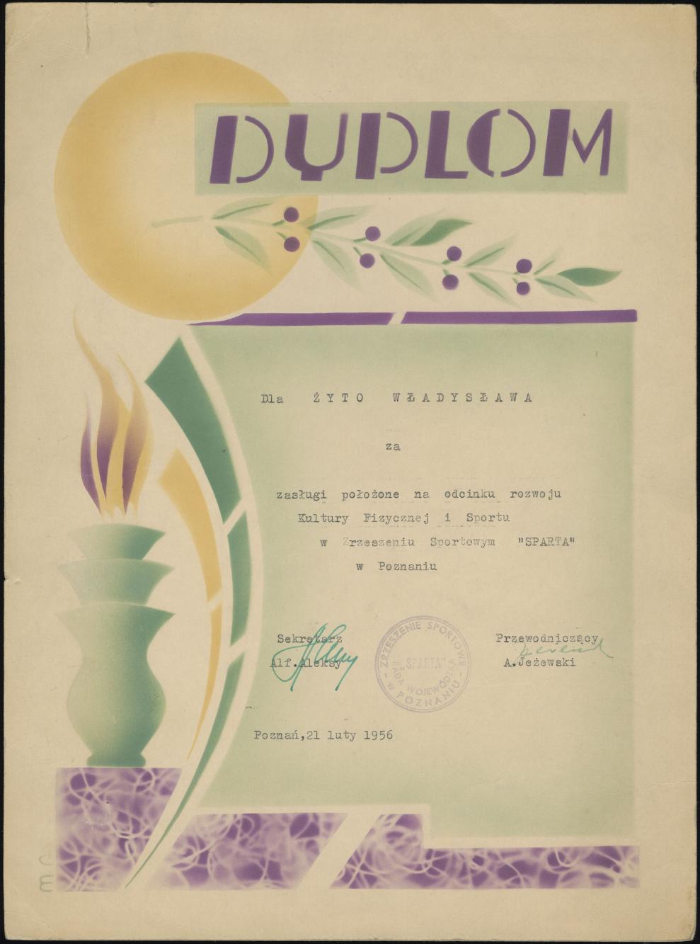 Dyplom dla Władysława Żyto