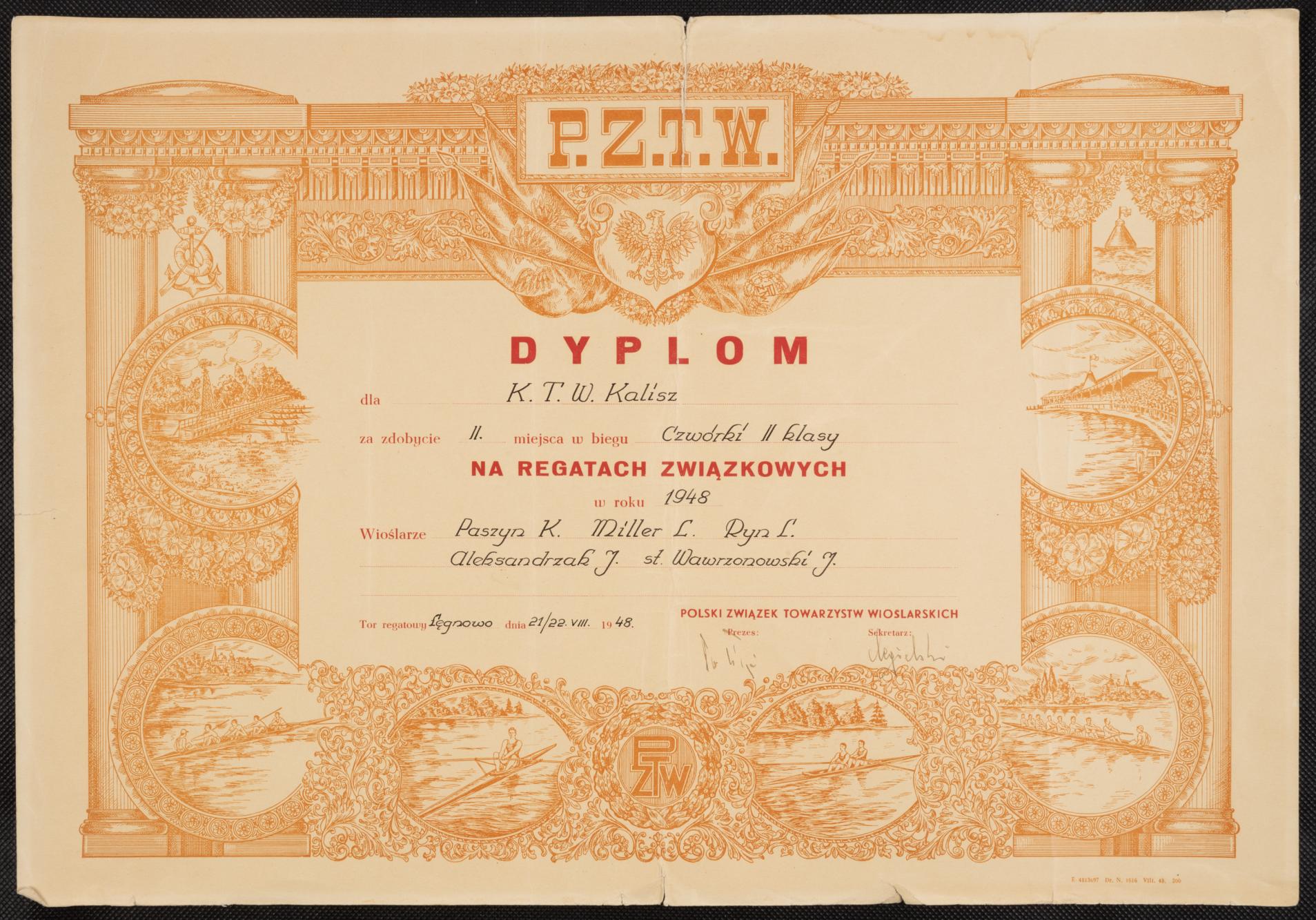 Dyplom dla KTW Kalisz