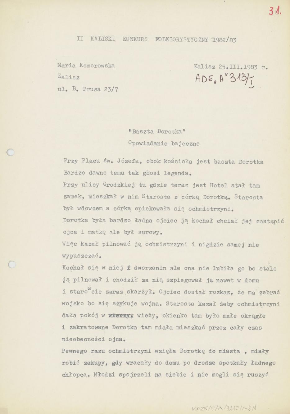 Baszta Dorotka. Opowiadanie bajeczne
