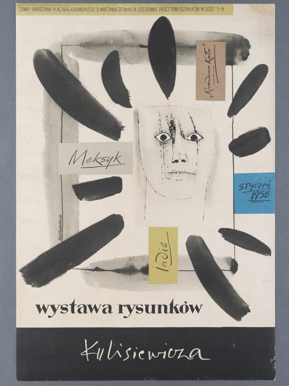 Plakat wystawy „Wystawa rysunków Kulisiewicza”, Centralne Biuro Wystaw Artystycznych w Warszawie