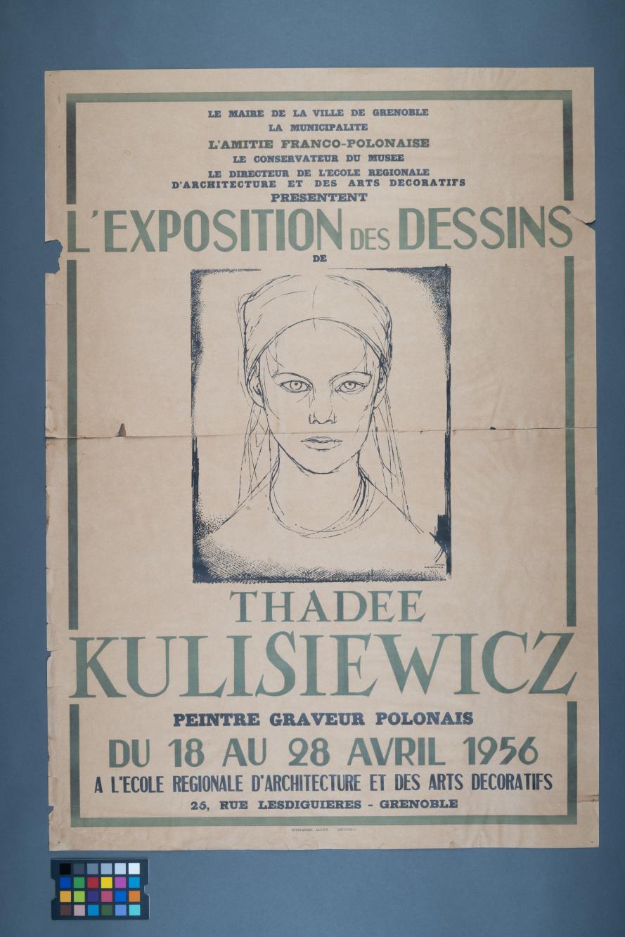 Plakat wystawy „L’exposition des dessins de Thadee Kulisiewicz”